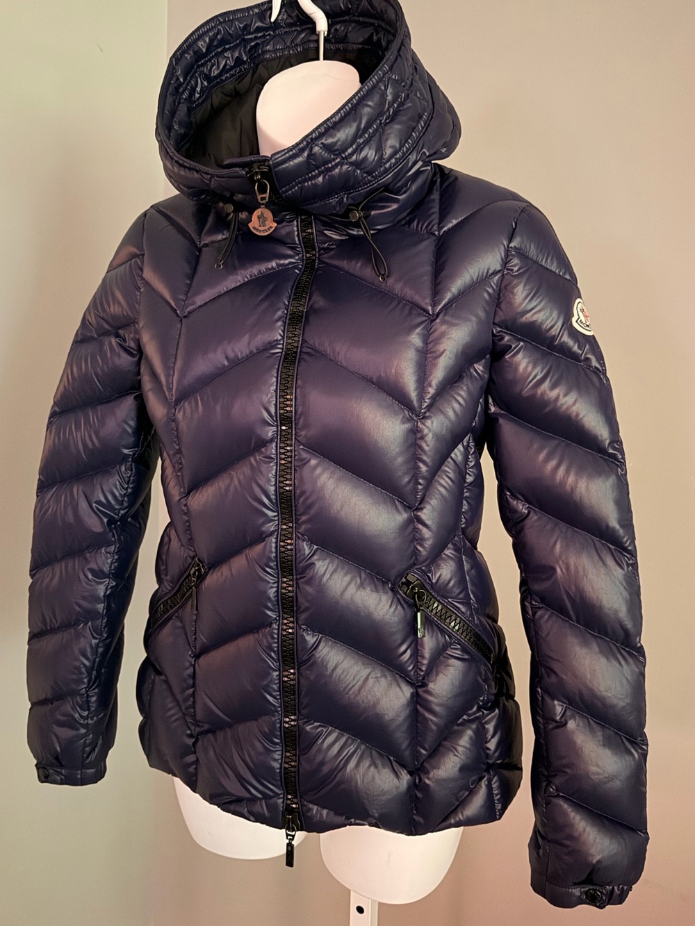 MONCLER Stunning Fulig Chevron Puffer Jacket Coat Sz 1 or XS $900!!